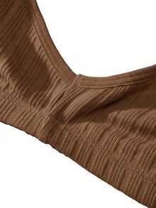 Ocili 100% Cotton Ribbed Comfortable Basic Minimalist Underwear, EasyComfort ChicAutumnCasual Women's Bra - Khaki - View 11