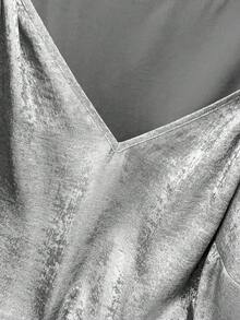 GlowEve CURVE Plus Size Sleeveless Twist Knot Metallic Color Summer Shirt - Silver - View 6