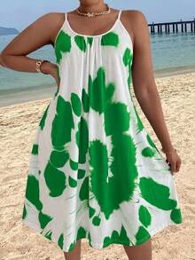 Maweii Đầm maxi dáng rộng, in họa tiết tie-dye, dây mảnh, thích hợp cho kỳ nghỉ, du lịch, nghỉ dưỡng, trang phục nghỉ mát cho nữ. - Nhiều màu - Xem 5
