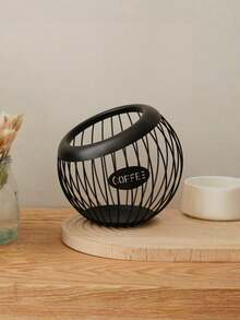 1个大容量黑色金属咖啡壶架兼咖啡胶囊收纳篮 - 黑色 - 查看 7