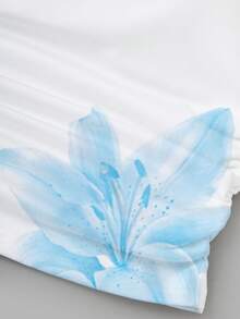 SHEIN DivaQ 女士性感极简风辣妹印花修身吊带背心 - 藍色 - 查看 3