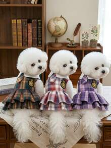 PETSIN Quần áo cho chó, quần áo cho mèo, váy cho thú cưng, bộ sưu tập xuân/hè mới, váy cho cún con, váy công chúa đa năng, họa tiết kẻ sọc, quần áo cho động vật nhỏ, kem chống nắng mát mẻ - Nhiều màu - Xem 2