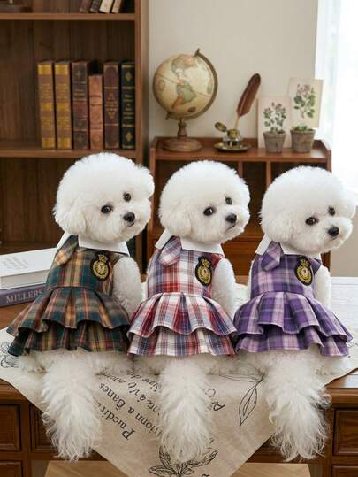 PETSIN Quần áo cho chó, quần áo cho mèo, váy cho thú cưng, bộ sưu tập xuân/hè mới, váy cho cún con, váy công chúa đa năng, họa tiết kẻ sọc, quần áo cho động vật nhỏ, kem chống nắng mát mẻ