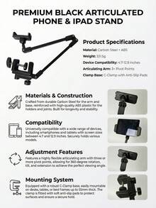 WOWSSYO Foldable Phone & Tablet Stand, Adjustable Carbon Steel Arm With 360° Rotating Base, Easy Storage, Suitable For Desk And Bed - Multicolor - View 4