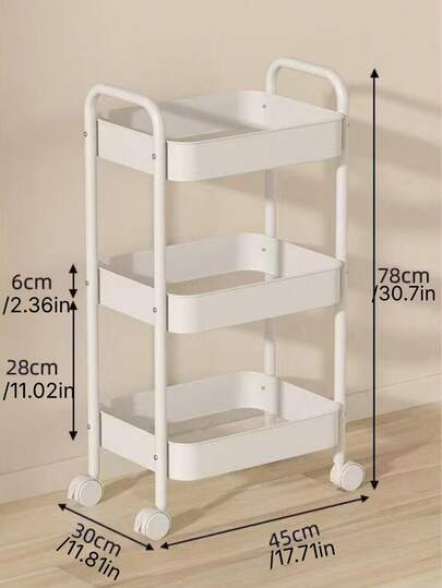 1 Pc Carbon Steel Multi-Functional Utility Cart – Mobile, Heavy-Duty, Rust-Resistant, Multi-Purpose Storage & Display Rack (Ideal For Snacks, Vegetables, Towels, Books, Cosmetics, Etc.) | Equipped With Casters, Easy To Assemble | Perfect For Storage & Decoration In Kitchens, Bathrooms, Living Rooms, Studies And More | Great As A Gift For Holiday Family Gatherings Or Mother's Day