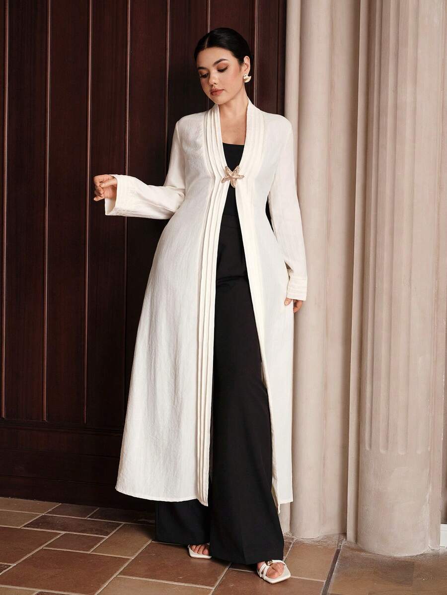 Graceveil Damen Metall Seestern Dekor Langarm Modische Bluse Zanea Kleid für Damen Business Formelle Outfits für Damen Kleidung für Damen Rabatt Kleider Damen Damen Maxikleid Langarm Damen Kleid Elegante Kleidung für Damen Weißes Maxikleid - Beige - Übersicht 1