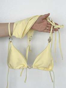 Swim Mod 2026 Spring/Summer Halter Neck Tie-Up Two Pieces Bikini Swimsuit - Multicolor - View 1