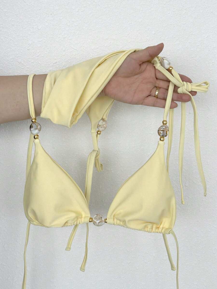 Swim Mod 2026 Spring/Summer Halter Neck Tie-Up Two Pieces Bikini Swimsuit - Multicolor - View 1