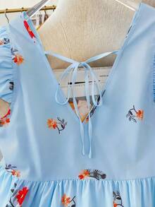 GlowEve CURVE Plus Size Women's Floral Print Chiffon Shirt, Casual Open Front Resort Style, Versatile For Spring, Summer And Autumn - Blue - View 6