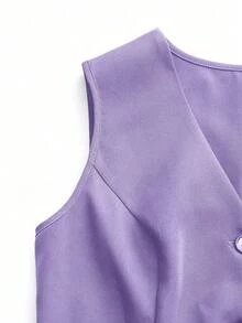 EMERY ROSE Chaleco de traje de unicolor para uso casual y de oficina - Morado - Ver 7
