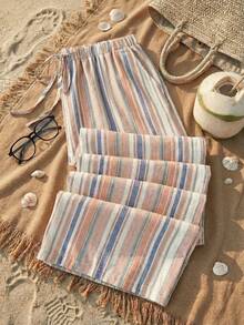 Comfortcana Plus Size Colorful Striped Loose Pants - Multicolor - View 2