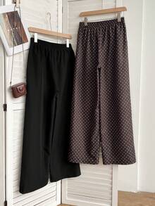 SHEIN EZwear Bộ 2 quần dài dệt kim dành cho nữ, nhiều màu sắc - Nhiều màu - Xem 2