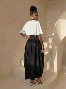 BamGlimmer Áo thun nữ màu trắng dệt kim dáng rộng, cổ tròn, kiểu dáng độc đáo, thích hợp cho mùa xuân, ngày lễ tình nhân, năm mới, thời trang tối giản, phong cách hip-hop năng động, phù hợp cho đi chơi hàng ngày, mùa tựu trường, mặc nhà, đa năng, dành cho nữ. - trắng - Xem 2