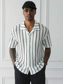 HUEFORM Áo sơ mi nam dệt kim kẻ sọc phong cách thường ngày - Nhiều màu - Xem 3