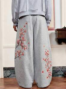 SWAVVY Pantalones de chándal casuales y sueltos para hombres, talla estándar, color gris, con estampado delantero y trasero, sin bolsillos traseros, adecuados para primavera y otoño - Gris - Ver 5