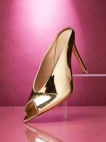 SHUZIA Women Chic Vintage Sexy Elegant Patent PU Stiletto Sandals - Gold - View 6