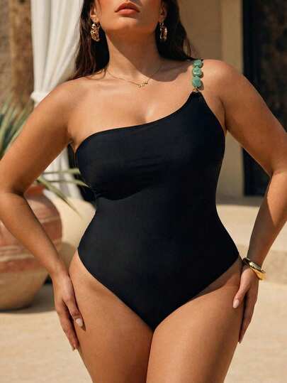 Swim Chiccia 2026 New Plus Size Women's High-End Black Halter One-Piece Swimsuit, Beach Holiday Vacation, Summer Holiday Outfit, Party Dress, Elegant Ladies Beach Swimwear, Women's Holiday Outfit