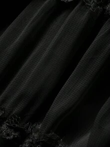 Dazy Plus Chiffon Mesh Sexy Lace-Up Backless Dress, Vacation Style Sun Dresses For Women Summer - Black - View 3