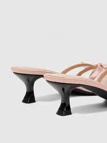 Sleekvia Women's New High-Heeled Sandals, Thin Heels, Elegant Mesh Spliced With Bows, Comfortable High-Heeled Sandals Suitable For Dates, Commuting, And Weddings Summer Shoes - Pink - View 3