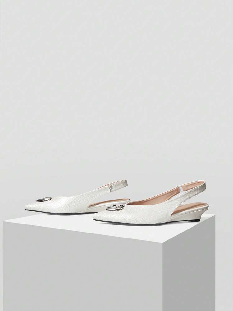 WOMEN'S ELEGANT DAILY SLINGBACK COMMUTE METAL DECOR WEDGE LOAFERS FOR CHRISTMAS SPRING SHOES