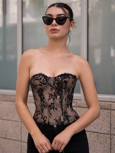 Andrea Bello 女士蕾丝拼布抹胸上衣