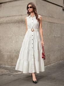 Selenza Váy denim thanh lịch giản dị dành cho nữ mặc ngoài trời - trắng - Xem 3