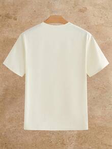 HIMLAND 男士轻薄夏季沙滩度假针织休闲椰树印花圆领短袖卡其色T恤，适合父亲节、母亲节、节假日穿着 - 卡其色 - 查看 2