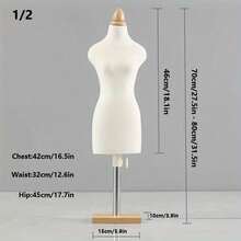 1 pièce Mini mannequin de forme humaine à base carrée pour la couture, accessoire de présentation de vêtements et d'enseignement. - Beige - View 5