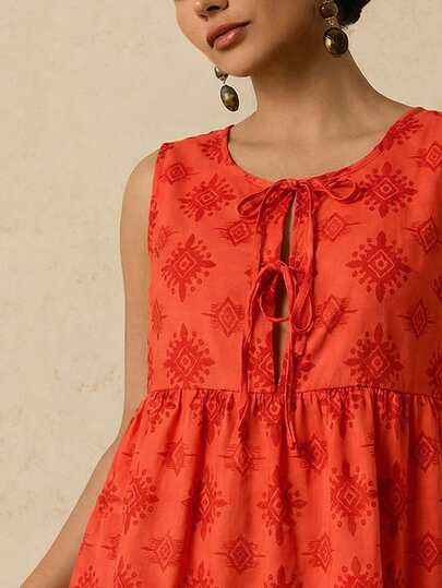 Travachic Plus Size Casual Versatile Black Front Tie Bow Sleeveless Short Dress