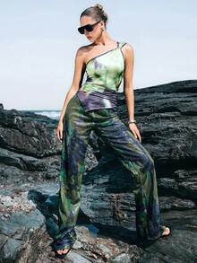 Femmeiva Pantalones rectos con lentejuelas brillantes, de moda para fiestas en discotecas - Multicolor - Ver 5