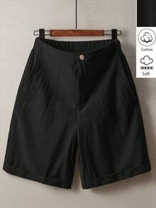 Linhara Plus Size Casual Summer Holiday Carnival Party Outfit Shorts - Black - View 1