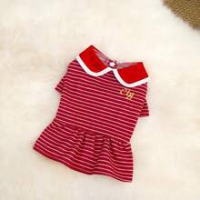 PETSIN 狗狗服装、猫咪服装、动物裙装、宠物春夏新品系列、幼犬连衣裙、公主风百搭连衣裙、条纹印花、小型动物服装、清凉防晒霜 - 彩色 - 查看 19