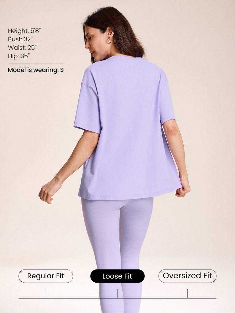 Koszulka z bawełny Pima, ultramiękka, oddychająca, lekka, elastyczna, o luźnym kroju, z okrągłym dekoltem, z efektem sprania, do codziennego noszenia na ulicy