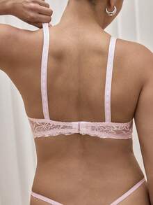 Bralution Áo ngực ren hoa gọng gợi cảm, Kawaii - Màu Hồng baby - Xem 3