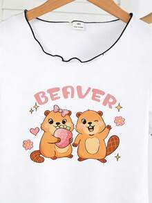 Bộ đồ ngủ dài tay ngắn họa tiết gấu trúc dễ thương tối giản cho bé gái, màu trắng và hồng. - Nhiều màu - Xem 8