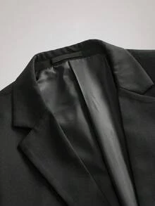 Officeau 3 PiecesMen's Suit Set: Jacket, Vest, And Trousers, Fashion Formal Wear For Wedding, Party - Black - View 9