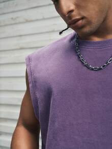 Modcrash Men's Tank Top, Streetwear Washed Vintage Casual, Relaxed Fit, Spring Summer, Dark, Unisex - Purple - View 3