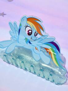 My Little Pony X SHEIN 时尚可爱卡通蓝色彩虹小马闪亮发夹，适合浓密头发，居家、沐浴、美容护理、盘发和造型都非常适用。 - 藍色 - 查看 6