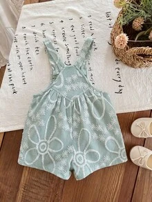 SHEIN LMoss Kids Peto de bebé niña con bolsillos dobles y estampado jacquard - Multicolor - Ver 2