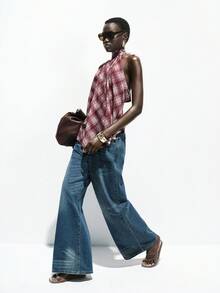 Lumivelle 女士夏季格子露背系带沙滩度假格子背心 - 彩色 - 查看 5