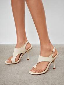 SHUZIA 女士时尚可调节搭扣人字拖凉鞋，春夏日常百搭 - 白色 - 查看 2