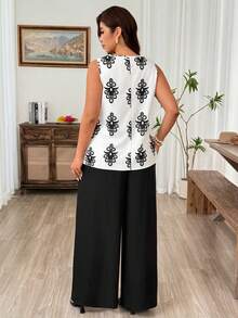 Weeklong 夏季时尚休闲度假法式复古优雅通勤V领不对称系带两件套 - 杏色 - 查看 2