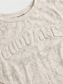 Coolane 女童復古日常穿搭圖案水洗做舊短版上衣 - 淺灰色 - 查看 5