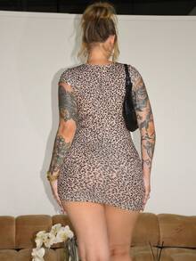 Arliah Váy ngắn ôm sát họa tiết da báo dành cho nữ, thời trang mùa hè - Nhiều màu - Xem 2