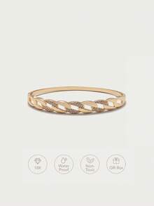 Glisma Oval Crossed CZ Stone Bracelet - Multicolor - View 2