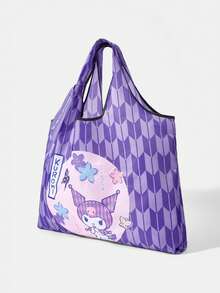 HELLO KITTY AND FRIENDS | SHEIN 时尚学院徽章图案大容量手提包 - 深紫色 - 查看 3