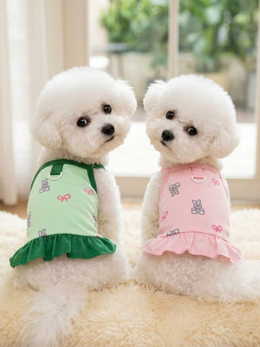 PETSIN Quần áo cho chó, quần áo cho mèo, váy cho thú cưng, bộ sưu tập xuân/hè mới, váy cho cún con, váy công chúa đa năng, họa tiết kẻ sọc, quần áo cho động vật nhỏ, kem chống nắng mát mẻ - Nhiều màu - Xem 1