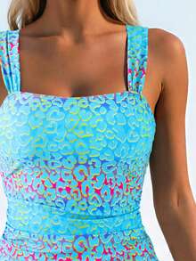 Swim Lushoire Set di costumi da bagno tankini da donna con pois e righe arricciati, con spalline spesse per un aspetto snellente, adatto per vacanze estive e spiaggia, 2 pezzi - Multicolore - Visualizzare 4