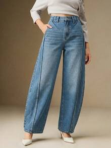 Quần jeans xanh thời trang xắn gấu - Màu xanh lam - Xem 7