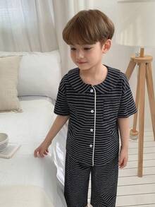 DAZY Bộ đồ ngủ 2 món cho bé trai, quần short và quần dài, thích hợp cho mùa hè. - màu đen - Xem 4